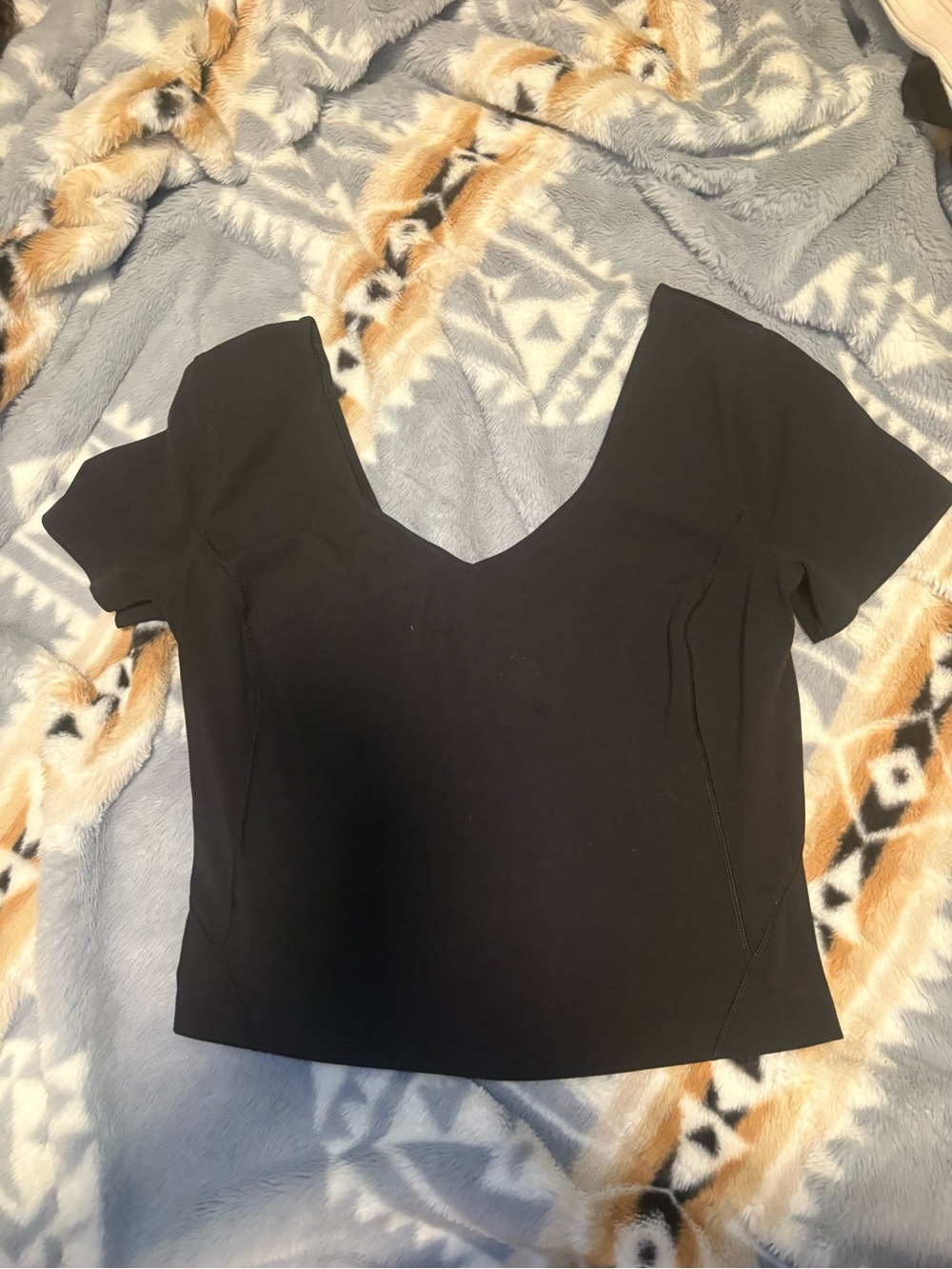 lululemon athletica Black V-Neck Short Sleeve Top